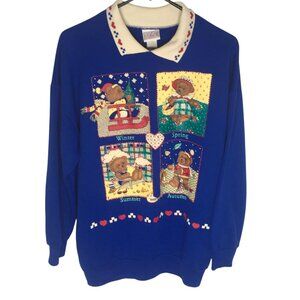 Vintage Act III Classics Sweater Womens Medium Bear Seasons Pullover 90s Cute